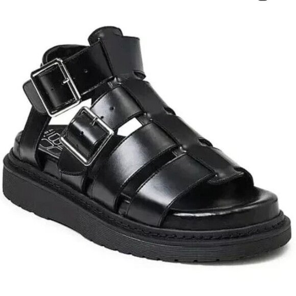 No Boundaries NWOT SZ 9 Black Caged Platform Sandal Comfort Boho Y2K Edgy - Picture 1 of 9